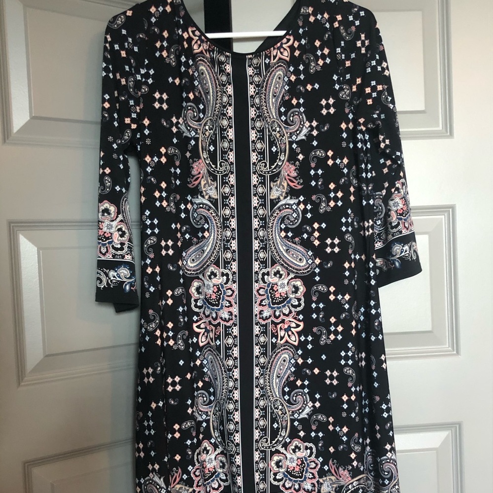 Patterned black work dress